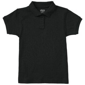 Classroom 58584 Girls Juniors Short Sleeve Fitted Interlock Polo Black